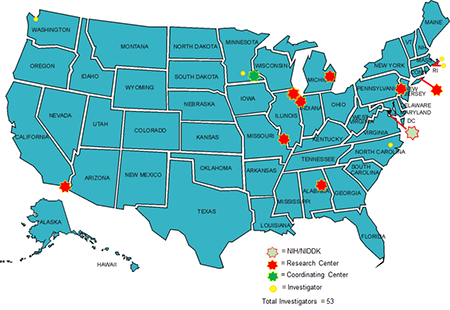 US map of participating Universities